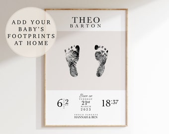 Personalised Baby Gift New Born Foot Print Design Birth Details New Parent Birthday Mum Dad Child Day You Were Born Mothers Fathers Shower