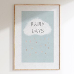 Rainy Days kinderkamerprint: Boho Cloud & Raindrops