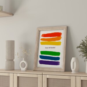 Rainbow Print Custom Pride Print Personalised Valentines Day Gay Pride LGBTQ Print Anniversary Gift Lesbian Art Poster image 4