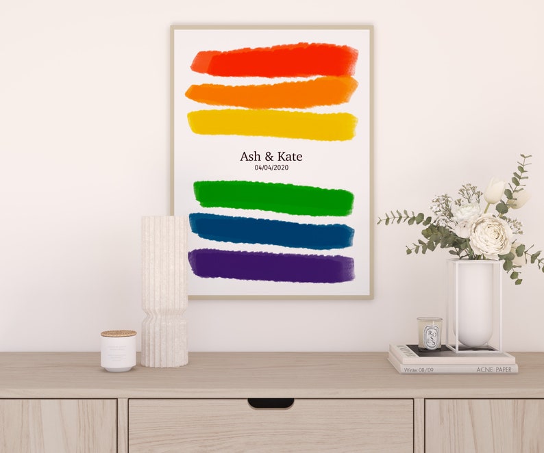 Rainbow Print Custom Pride Print Personalised Valentines Day Gay Pride LGBTQ Print Anniversary Gift Lesbian Art Poster image 7