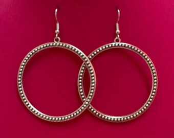 Handmade metal earrings created by a Palestinian artist from the West Bank (circle shaped) -middle eastern jewelry- -gift idea for women-