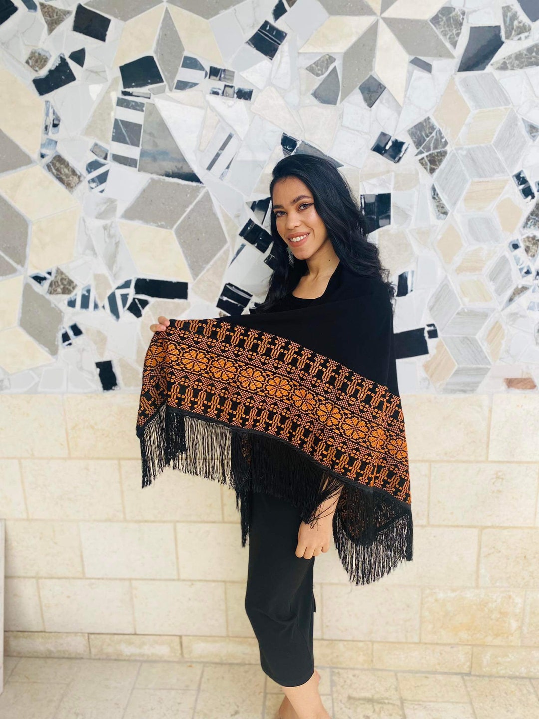 palestinian embroidered shawl