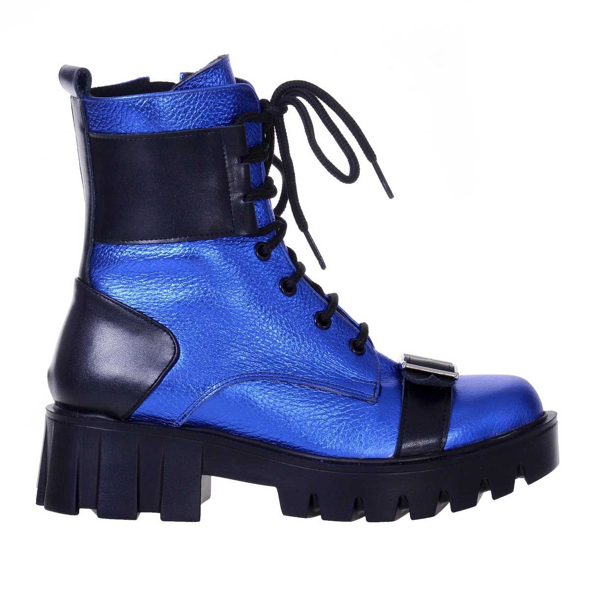 metallic combat boots