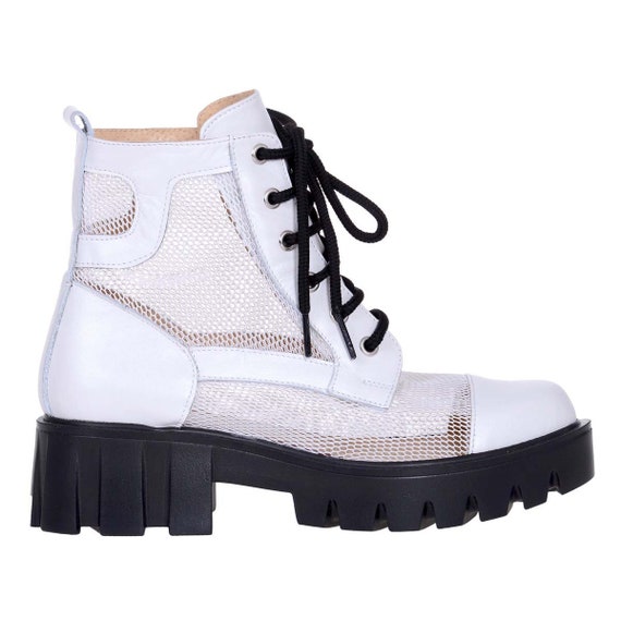 Women Boots White Combat Boots Summer 