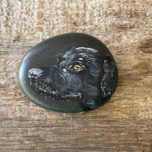 Black Labrador Hand Painted Rock, personalize, free shipping