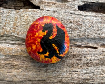 Fire Breathing Dragon hand painted river rock