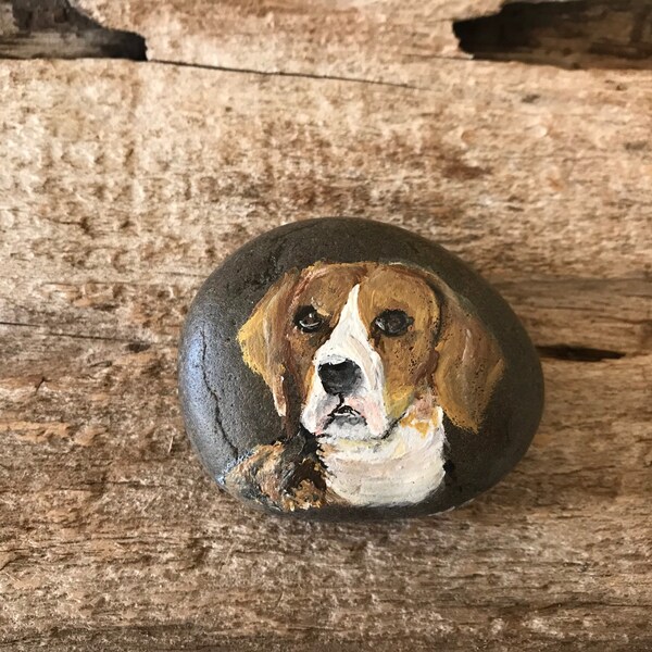 Beagle Pup hand painted rock, free shipping and personalization