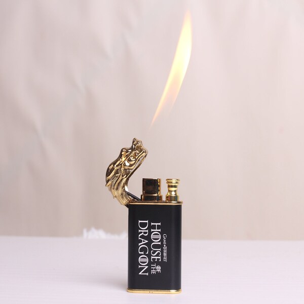 Personalized Dragon Lighter Double Fire Lighter Jet Flame Open Fire Windproof Inflatable Lighter For Fathers Day For Christmas Gift