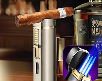 Personalized Lighter Triple Torch Cigar Adjustable Flame Lighter Butane Lighters For Men Lighter For Fathers Day Gift For Christmas Gift