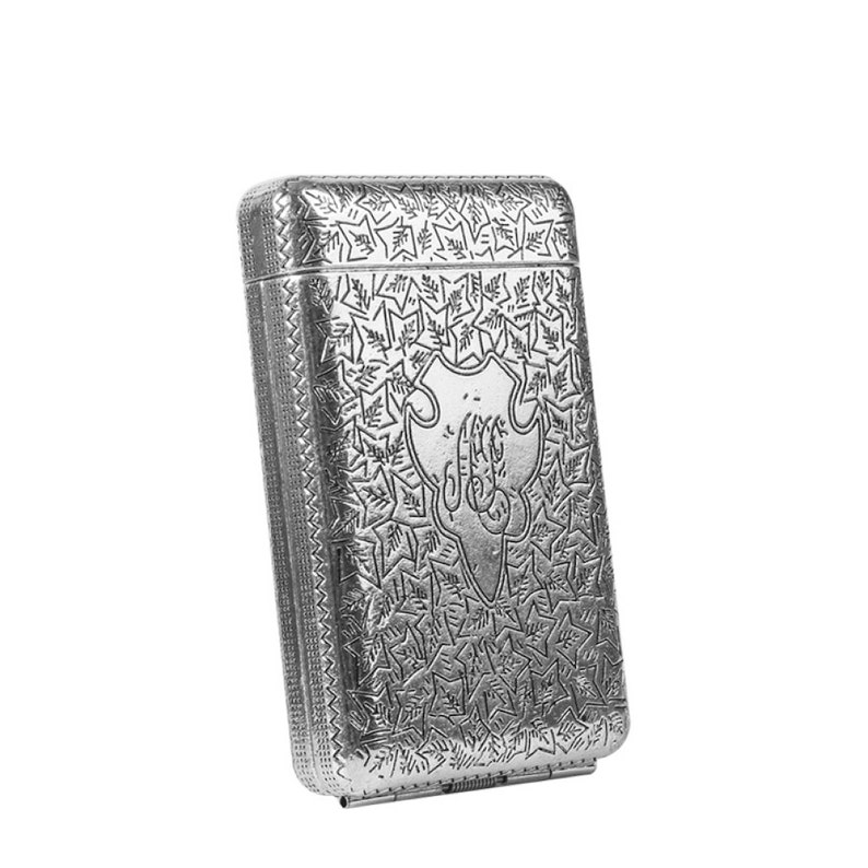 Shelby Cigarette Case, Carved Cigarette Holder, Father's Day Gift, Anniversary Gift, Pocket Storage Box Cigarette Box Gift Silver