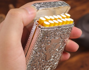 Étui à cigarettes Shelby, porte-cigarette sculpté, cadeau fête des pères, cadeau d'anniversaire, boîte de rangement de poche cadeau boîte à cigarettes