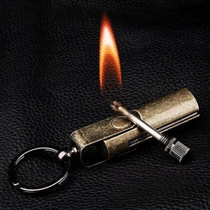 Retro Kerosene Lighter 10000 Matches Keychain Matchstick Waterproof Lighter for Fathers Day Gift Lighter for Halloween & Christmas Gift image 1