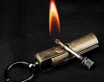 Retro Kerosene Lighter 10000 Matches Keychain Matchstick Waterproof Lighter for Fathers Day Gift Lighter for Halloween & Christmas Gift