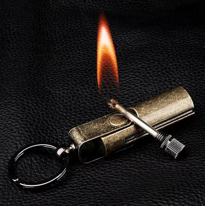 Retro Kerosene Lighter 10000 Matches Keychain Matchstick Waterproof Lighter for Fathers Day Gift Lighter for Halloween & Christmas Gift image 1