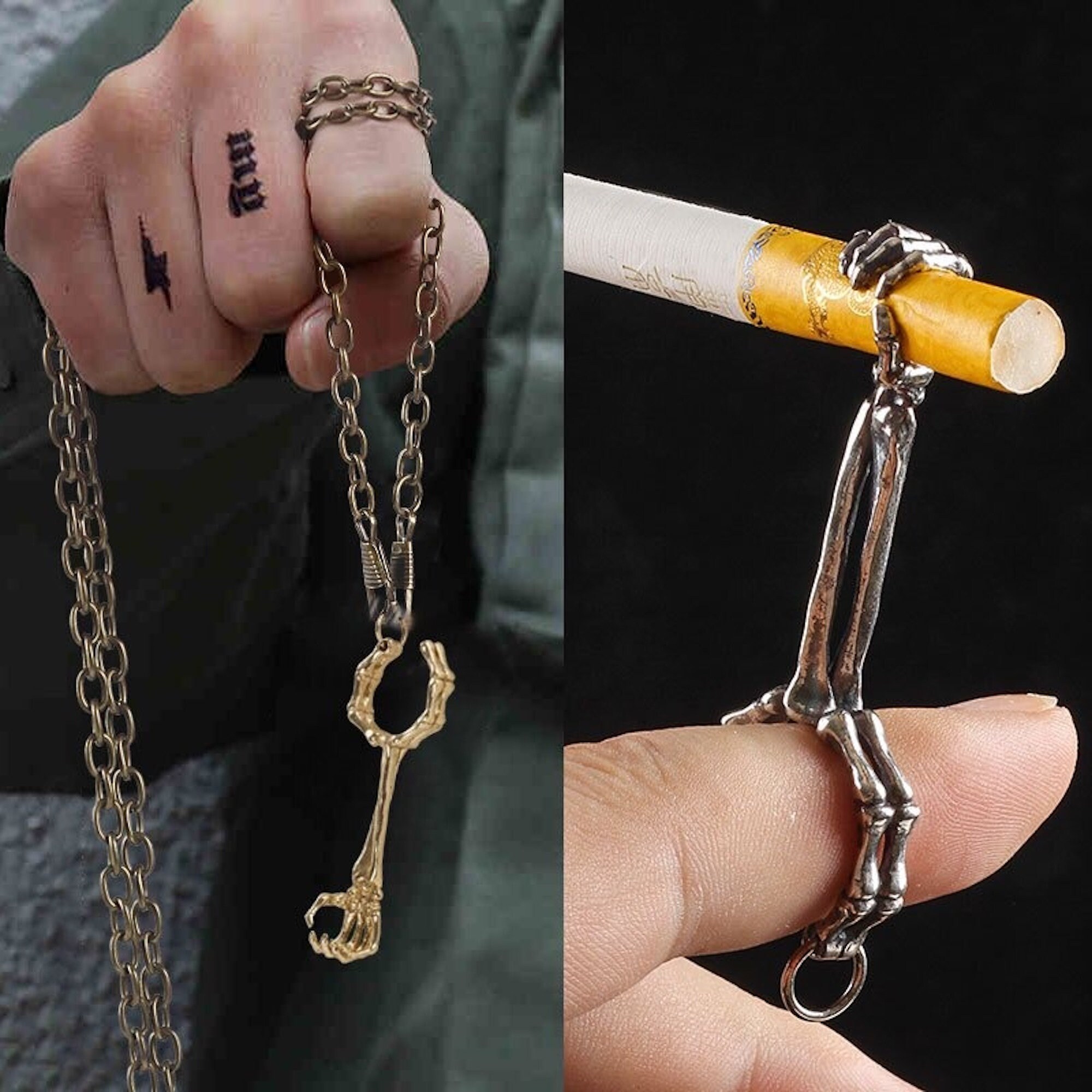 Fashion personality skull hand ring cigarette holder cigarette holder ring  tool cigarette holder clip cigarette holder