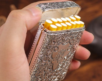 Porte-cigarette sculpté, étui à cigarettes Shelby, cadeau fête des pères, cadeau d'anniversaire, cadeau d'Halloween, cadeau de Noël, cadeau boîte à cigarettes