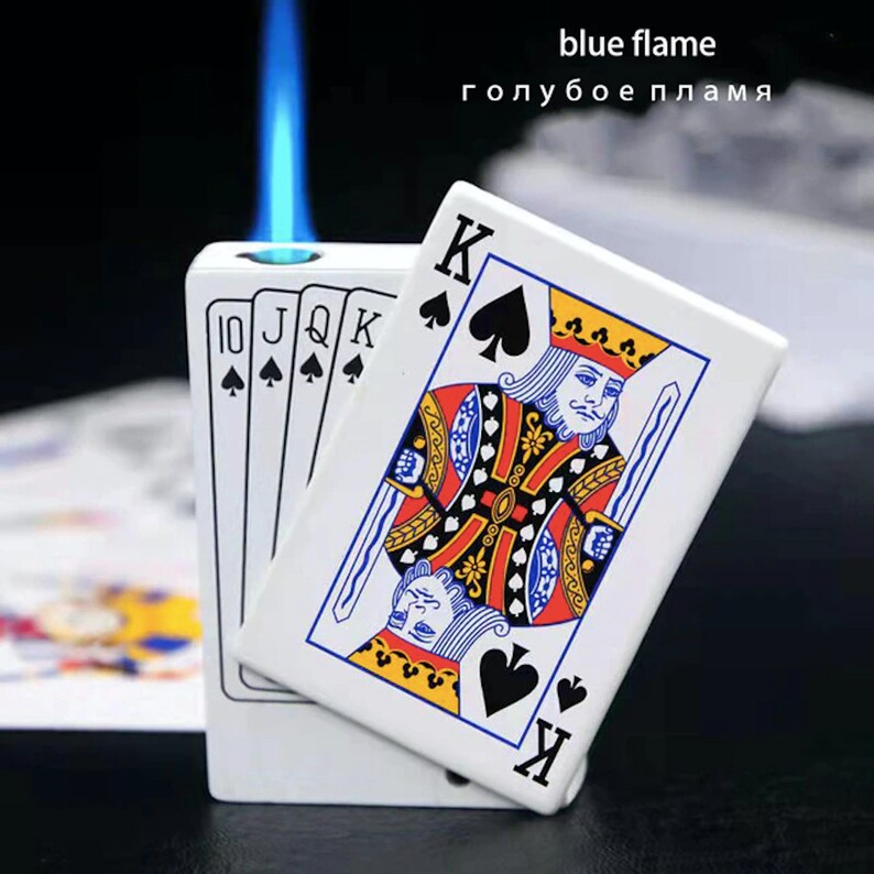 Playing Card Lighter Green Flame Poker Lighter Funny Toy Etsy