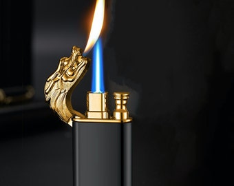 Dragon tiger Double Fire lighter Blue Flame Lighter Windproof Open Fire Conversion Lighter For Fathers Day For Christmas Gift