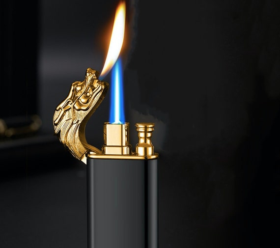 Dragon Tiger Double Fire Lighter Blue Flame Lighter Windproof Open