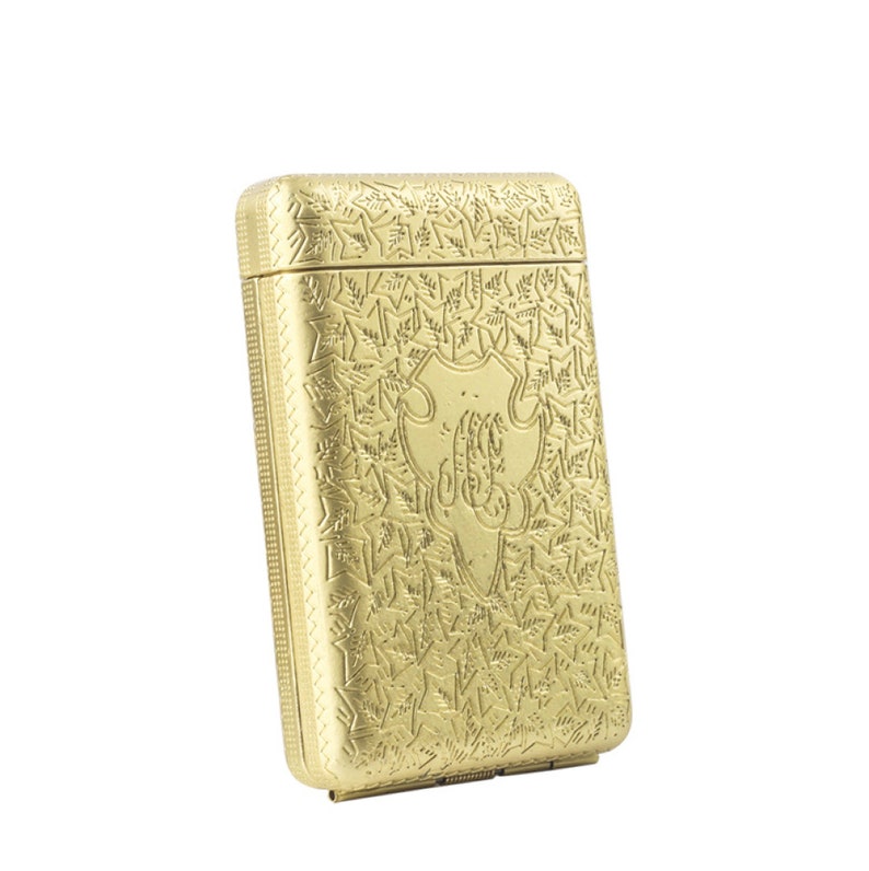 Shelby Cigarette Case, Carved Cigarette Holder, Father's Day Gift, Anniversary Gift, Pocket Storage Box Cigarette Box Gift Gold