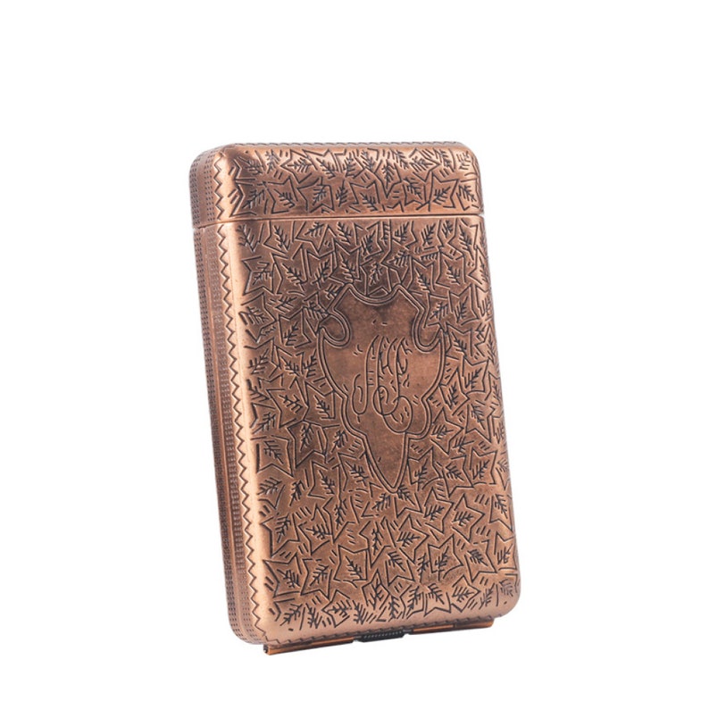 Shelby Cigarette Case, Carved Cigarette Holder, Father's Day Gift, Anniversary Gift, Pocket Storage Box Cigarette Box Gift Red Bronze