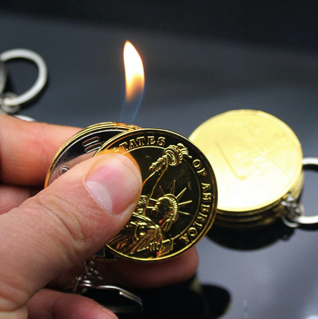 Dollar Lighter Keychain Lighter Inflated Jet Pendant Coin Bar Lighter