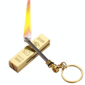 Gold Bar Lighter Shape Metal Waterproof 10000 Times Pendant Lighter ...