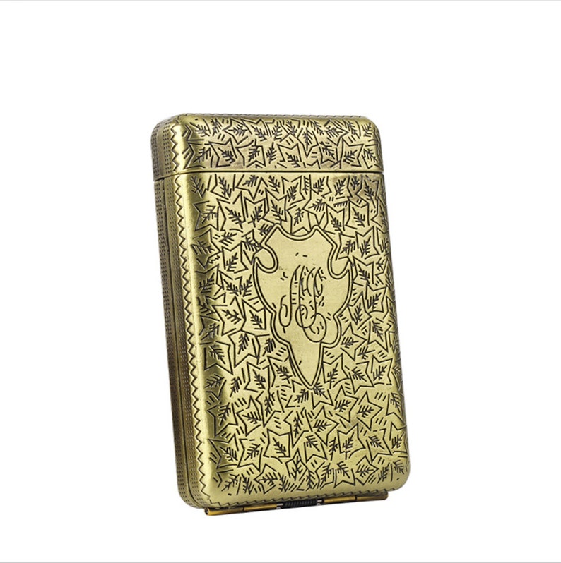 Shelby Cigarette Case, Carved Cigarette Holder, Father's Day Gift, Anniversary Gift, Pocket Storage Box Cigarette Box Gift Bronze