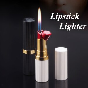 Lipstick Lighter Adjustable Flame Size Butane Gas Lighter Refillable Lighter For Girls Gift For Christmas Gift