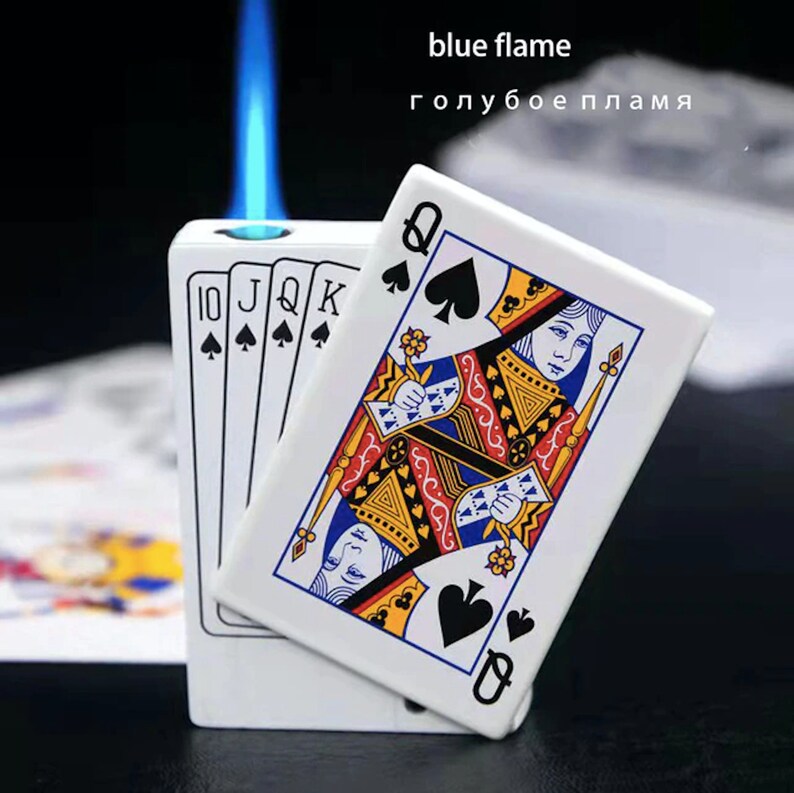 Playing Card Lighter Green Flame Poker Lighter Funny Toy Etsy