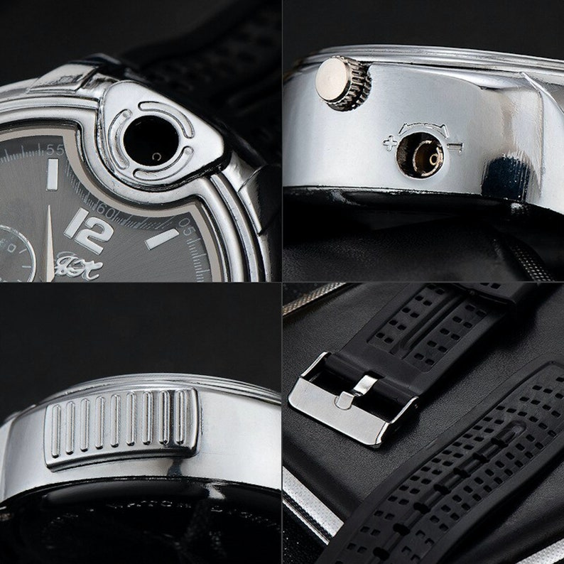 Style de montre briquet à flamme nue coupe-vent briquet à gaz flamme nue montre briquet accessoires pour fumeurs Gadgets pour hommes pour cadeau de Noël image 6