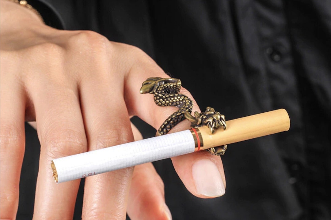 Dragon Cigarette Holder Ring for Men Women Bronze Opening Adjustable