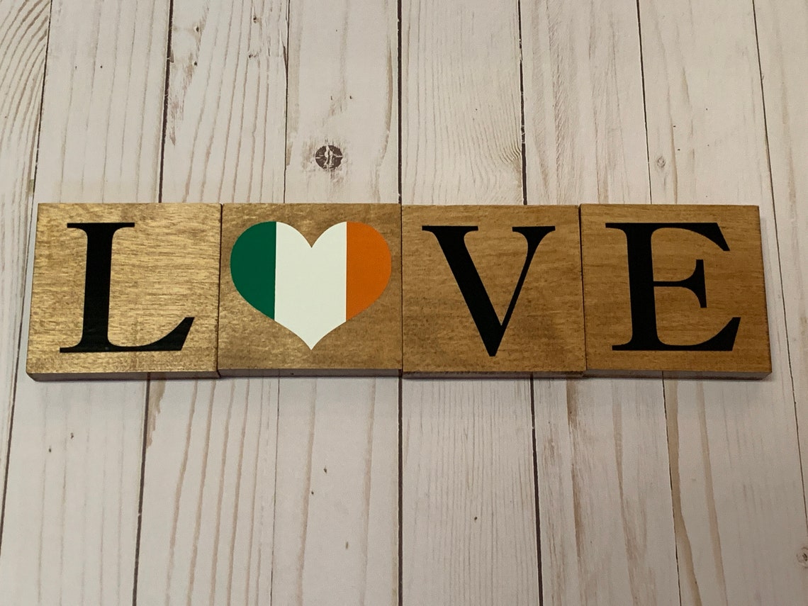 Wooden Letter Blocks Ireland Love Heart Home Irish Home Decor Etsy
