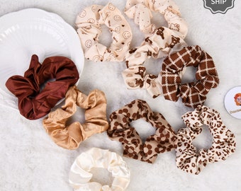 3Pack Vintage Hair Scarf Scrunchies,Leopard Hair Tie Scrunchies,Winter Scrunchies,Hair Accessories, Silky Satin Scrunchies,Mother's day Gift