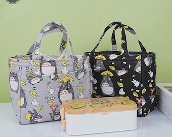 Canvas Insulated Lunch Bag,Keep Warm or Cold,Totoro Handmade Lunch Bag,lunch Box,Mother's day Gift,Birthday Gift