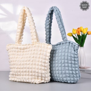 Mini Puffer Tote Bag Cloud Shoulder Bags for Women Wrinkle Quilted