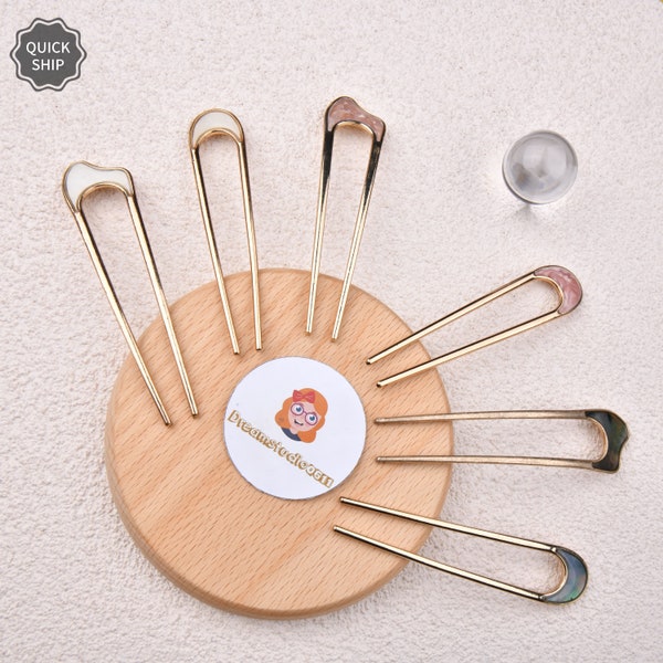 6Pcs Shell Hair Stick,Metal Hair stick,U-Shaped Hair stick,Hair Accessorise,French Hairpin,Birthday Gift, Mother's day gift,Wedding Gift