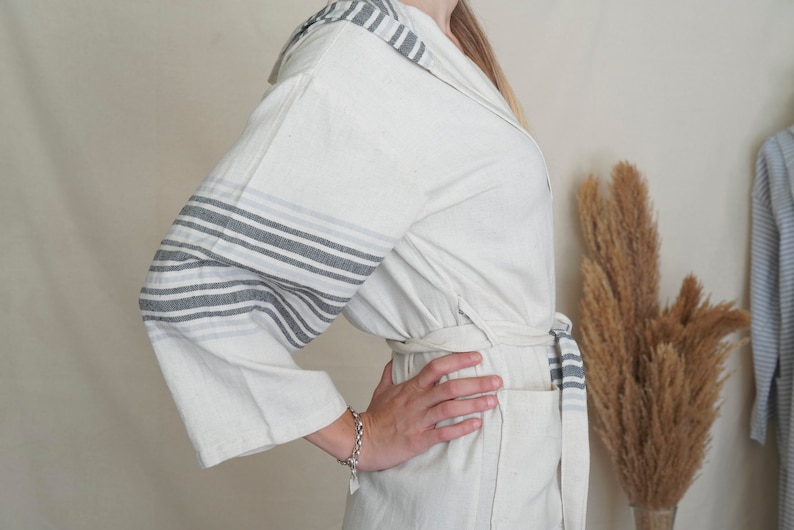 Linen Kimono, Linen Beach Robe, Linen Morning Robe, Linen Bathrobe image 8