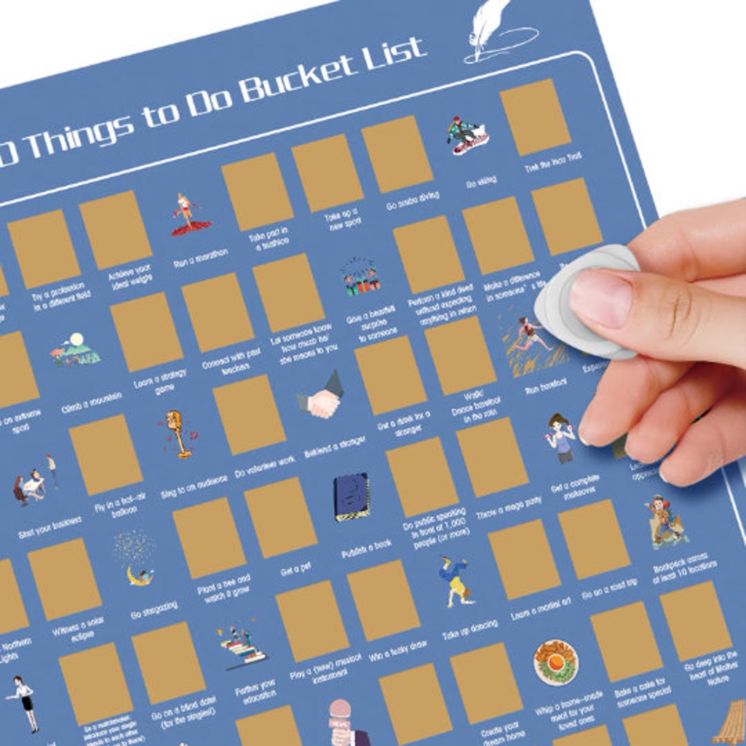100 Things To Do Scratch Bucket List Poster With Magnetic Etsy 100 Things To Do Scratch Bucket List Poster With Magnetic Etsy