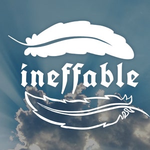 Bons presságios inspirados em decalque de vinil de pena dupla "Inefável", adesivo preto e branco inspirado nos maridos inefáveis! Escolha entre 2 estilos!