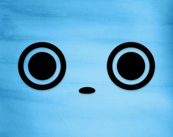 Silly Cute Big Ol' Eyes Expression Sticker, Cartoon Face Vinyl Decal for Devices, Interior Decoration and Personalization