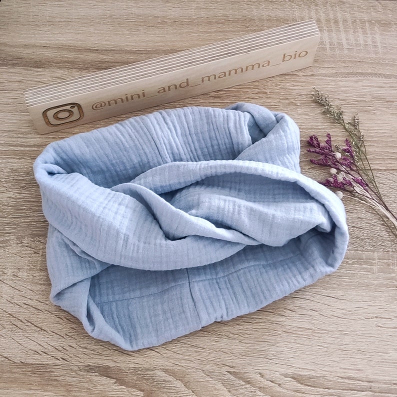 GOTS organic cotton summer snood Artic Blue