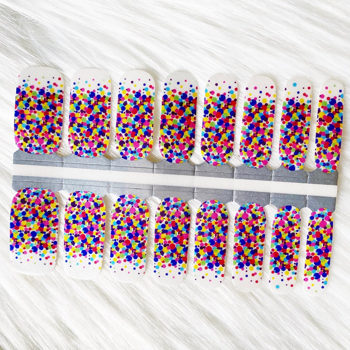 Confetti Party Nail Wraps Confetti Rainbow Dots Nail Etsy