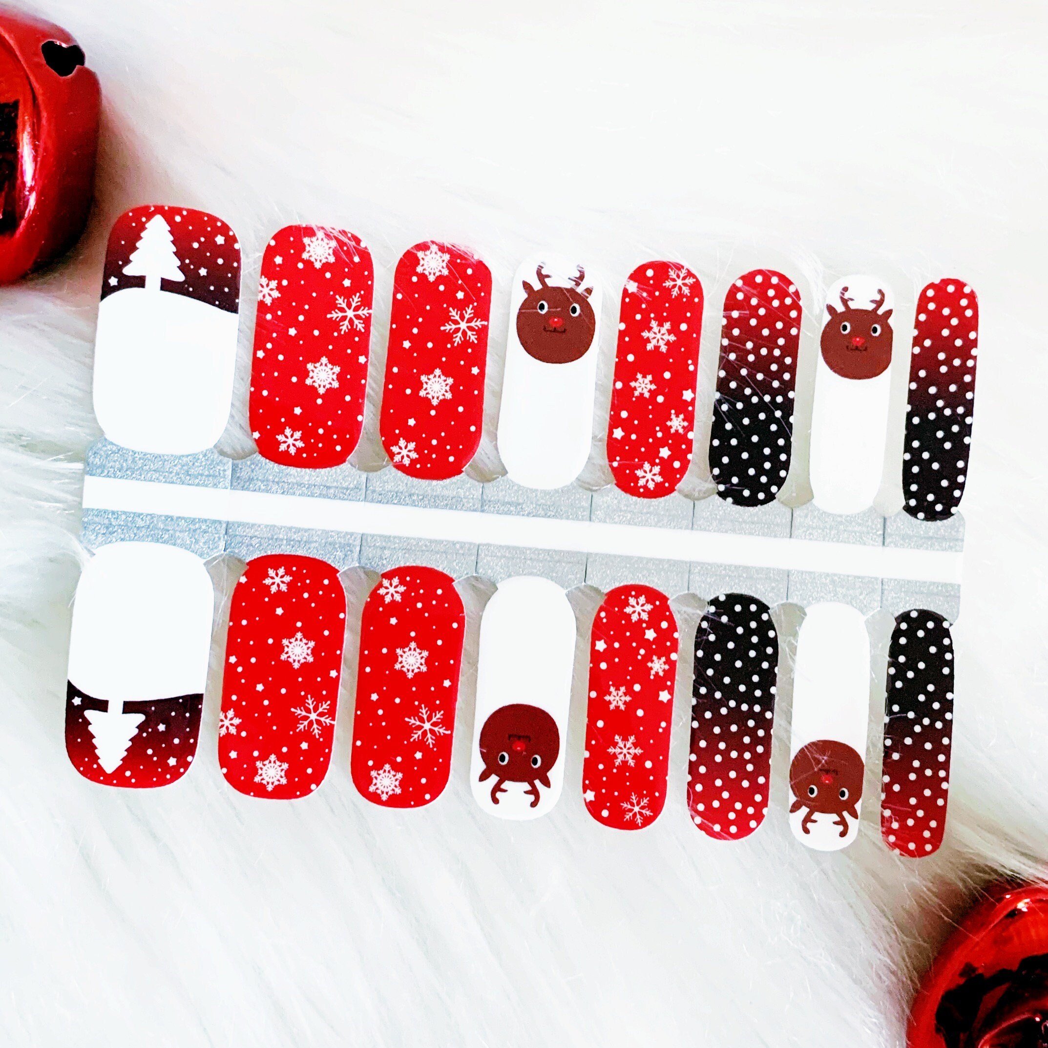 Christmas Nail Wraps Rudolph Reindeer Christmas Trees Etsy