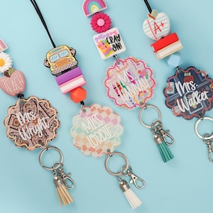 Cordón colorido para profesores - Cordón personalizado para insignias - Cordón con cuentas - Regalos de agradecimiento para profesores - Cordones By the Graces