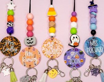 Halloween Teacher Lanyard - Personalized Lanyard for Keys or ID Badge - Halloween Lanyard - Teacher Lanyard with Name - Spooky Lanyard