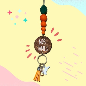 Easter Carrot Lanyard - Personalized Beaded Lanyard for Keys or ID Badge - ID Badge Lanyard - Beaded Lanyard - Teacher Lanyard