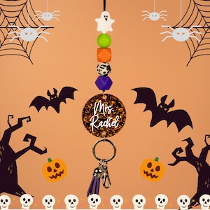 Where My Ghouls At Halloween Lanyard - Teacher Lanyard for Keys or ID Badge - Sparkly Lanyard - Beaded Lanyard - Personalized Lanyard