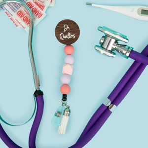 Personalized Beaded Nurse Badge Reel - Nurse Gift - ID Badge Reel - Beaded Badge Reel - Nurse Christmas Gift - Cursive