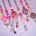 Valentines Day Lanyard - Teacher Lanyard for Keys or ID Badge - Glitter Lanyard - Beaded Lanyard - Personalized Lanyard